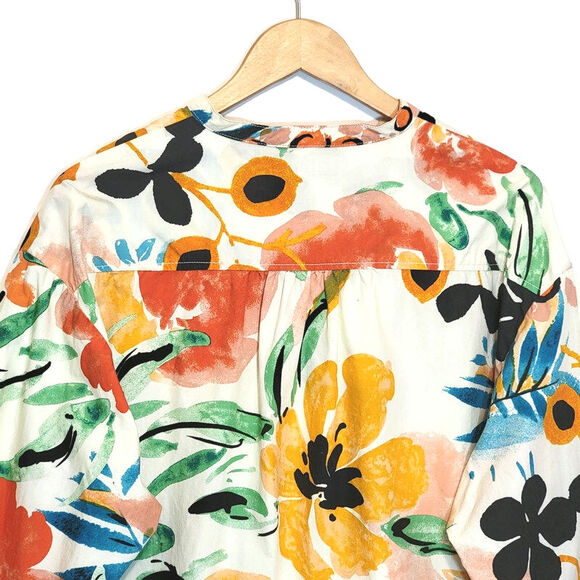 Anthropologie Floral Button Down Shirt Relaxed Fit Long Sleeve Tropical Boho S - Picture 10 of 16